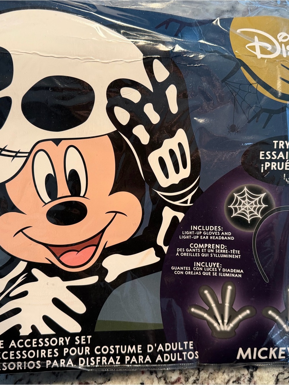 Disney Mickey Mouse Skeleton Light-Up Headband & Gloves - Black, White, Purple